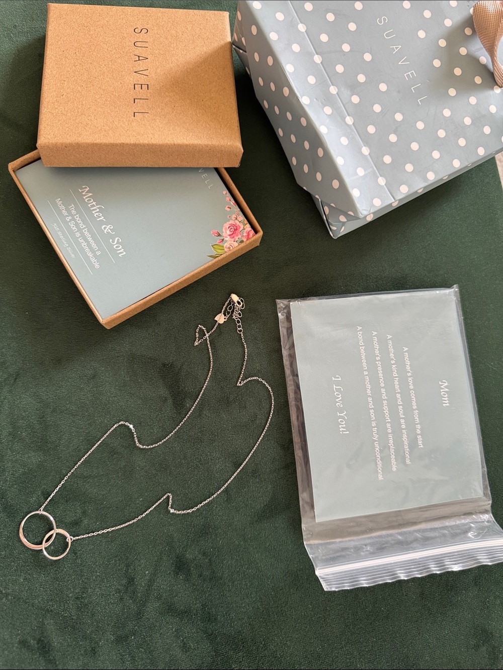 Suavell mother son Silver Double Ring Necklace - Silver
